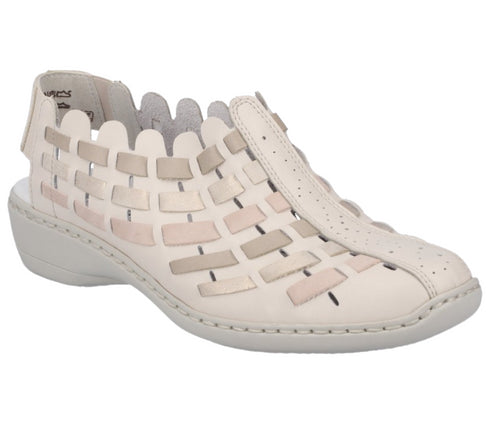 Pantofi casual, dama, RIEKER, ANTISTRESS, 413V8-60 crem, piele naturala